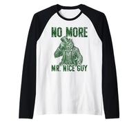 No More Mr Nice Guy Hombre Lobo Monstruo Retro Alpha Aura Camiseta Manga Raglan