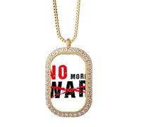 No more war love peworld - Collar con colgante de diamantes de cristal dorado