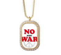 No more war world love peworld - Collar con colgante de diamantes de cristal dorado