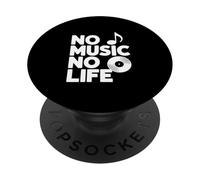 No Music No Life Cita Inspiradora Amante de la música PopSockets PopGrip Adhesivo