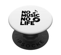 No Music No Life Cita Inspiradora Amante de la música PopSockets PopGrip Adhesivo