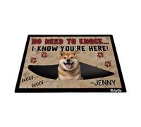 No Necesitas Llamar, Sé Que Estás Aquí - Perro Akita Inu con Pata De Perro Alfombra Puerta Suave Felpudo De Bienvenida Divertidos Tapete para Puerta para Jardín Cuarto Trasera Delantera 40X60 Cm
