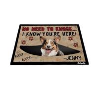No Necesitas Llamar, Sé Que Estás Aquí - Perro Corgi Galés De Cardigan con Pata De Perro Felpudo De Entrada Cómodo Tapete para Puerta Fácil De Limpiar Alfombra Puerta para Cuarto 40X60 Cm