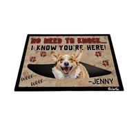 No Necesitas Llamar, Sé Que Estás Aquí - Perro Pembroke Welsh Corgi con Pata De Perro Alfombra Puerta Divertidos Felpudo De Entrada Antideslizante Tapete para Puerta para Pasillo Jardín 40X60 Cm