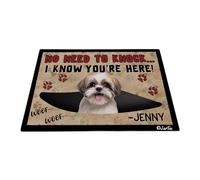 No Necesitas Llamar, Sé Que Estás Aquí - Perro Shih Tzu con Pata De Perro Felpudo De Bienvenida Cómodo Felpudo De Entrada Antideslizante Alfombra Puerta para Interior Cuarto 40X60 Cm