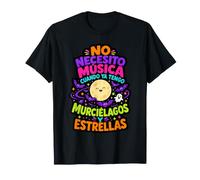 No Necesito Música Halloween Luna y Murciélagos Camiseta