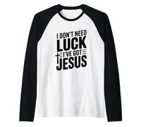 No Necesito Suerte Tengo a Jesús Camiseta Manga Raglan