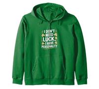 No Necesito Suerte Tengo Personalidad Shamrock Sudadera con Capucha