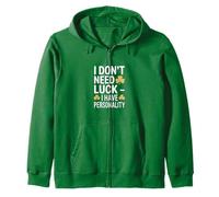No Necesito Suerte Tengo Personalidad Shamrock Sudadera con Capucha