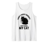 No Necesito Terapia Solo Necesito a mi Gato Amante del Gato Negro Camiseta sin Mangas