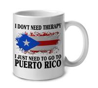 No Necesito Terapia Solo Necesito Ir A Puerto Rico Mug Divertido Taza Con Asa Tazas De Cerámica Para Cacao Oficina Leche Espresso 330Ml