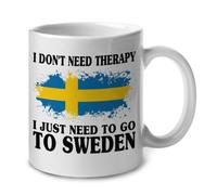 No Necesito Terapia, Solo Necesito Ir A Suecia Tazas De Desayuno Único Tazas De Cerámica Divertido Mug Para Oficina Hogar Escuela Cappuccino 330Ml