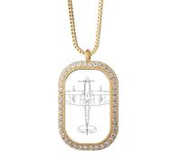 no/no Aircraft Weapon Technology - Collar con colgante de diamante y cristal dorado