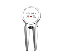 no/no Akasaka Japaness - Herramienta de reparación de marcador de pelota de golf con nombre de la ciudad roja