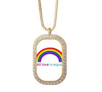 no/no All Love Is Equal Art Deco - Collar con colgante de diamantes de cristal dorado