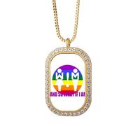 no/no And So What If I Am Art Deco - Collar con colgante de diamantes de cristal dorado