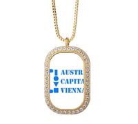 no/no Austria Capital Vienna Art Deco Fashion Collar con colgante de diamantes de cristal dorado