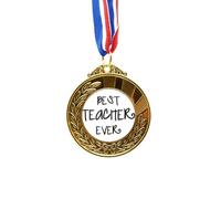 no/no Best Teacher Ever Words Quotes Gold Award Medal First Place Ribbon