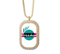 no/no Black Freedom Equal Rights - Collar con colgante de diamantes de cristal dorado