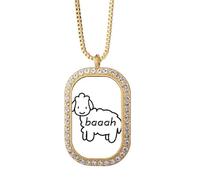 no/no Bleating Lovely - Collar con colgante de cabra de oveja y diamantes de cristal dorado