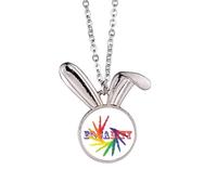 no/no Bloong - Collar con colgante de conejo de igualdad de arco iris, diseño de conejo, joyería de regalo