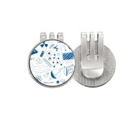 no/no Blue Grid Strokes Chestry Symbol - Marcador de pelota de golf, clip magnético esmaltado