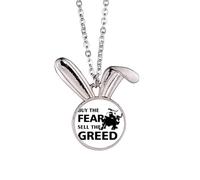 no/no Buy Fear Sell Greed Art Deco - Collar con colgante de conejo de moda