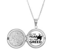 no/no Buy Fear Sell Greed Art Deco - Collar con medallón de moda, joyería para regalo de cumpleaños