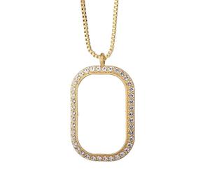 no/no Buzzword Just Go For It Art Deco - Collar con colgante de diamantes de cristal dorado