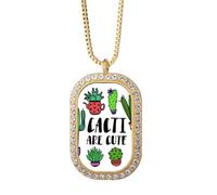 no/no Cacti Are Cute Cactus Art Deco - Collar con colgante de diamantes de cristal dorado