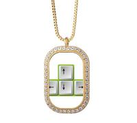 no/no Cap Direction Guide - Collar con colgante de teclado y cristal de diamante dorado