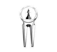 no/no Checkerboard Bishop Black Word Chess Golf Divot Tool Herramienta de reparación de marcador de pelota de golf