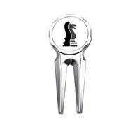 no/no Checkerboard Knight Black Word Chess Golf Divot Tool Herramienta de reparación de marcador de pelota de golf