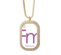 no/no Chestry Elements - Collar con colgante de mesa de época de actinida Ferum Fm con diamantes de cristal dorado