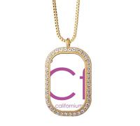 no/no Chestry Elements - Collar con colgante de mesa de época de actinide californium Cf con diamantes de cristal dorado