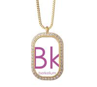 no/no Chestry Elements - Collar con colgante de mesa de época de actínido y berkelio Bk con diamantes de cristal dorado