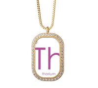 no/no Chestry Elements - Collar con colgante de mesa de época de actinuro y torio con diamantes de cristal dorado