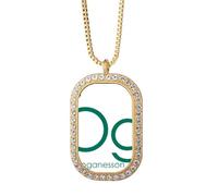 no/no Chestry Elements - Collar con colgante de mesa de época de gas raro Oganesson Og con diamantes de cristal dorado