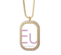 no/no Chestry Elements - Collar con colgante de mesa de época de lantánido Eur Eu con diamantes de cristal dorado