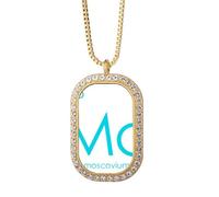 no/no Chestry Elements - Collar con colgante de mesa de época de metales pobres y diamantes dorados