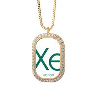 no/no Chestry Elements - Collar con colgante de mesa de época de xenón de gas raro Xe con diamantes de cristal dorado
