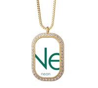 no/no Chestry Elements - Collar con colgante de mesa de época, gas raro neón, joyería dorada con diamantes