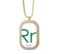 no/no Chestry Elements - Collar con colgante de mesa de época, radón de gas raro, joyería dorada con diamantes