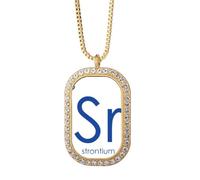 no/no Chestry Elements - Collar con colgante de metal alcalino y estroncio, diseño de mesa de época, joyería dorada con diamantes