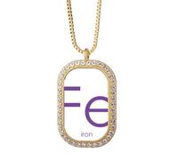 no/no Chestry Elements - Collar con colgante de metal de transición de hierro Fe y diamantes de cristal dorado