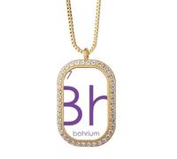 no/no Chestry Elements - Collar con colgante de metal de transición de mesa de época Bohrium Bh con diamantes de cristal dorado