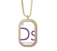 no/no Chestry Elements - Collar con colgante de metal de transición de mesa de época, diamantes de cristal, joyería dorada