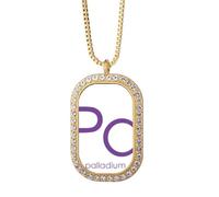 no/no Chestry Elements - Collar con colgante de metal de transición de mesa de época, joyería dorada con diamantes