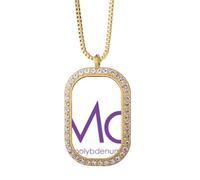 no/no Chestry Elements - Collar con colgante de metal de transición de molibdeno Mo con diamantes de cristal dorado