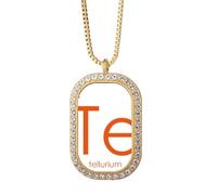 no/no Chestry Elements - Collar con colgante de telurio semetal de mesa de época, joyería dorada con diamantes